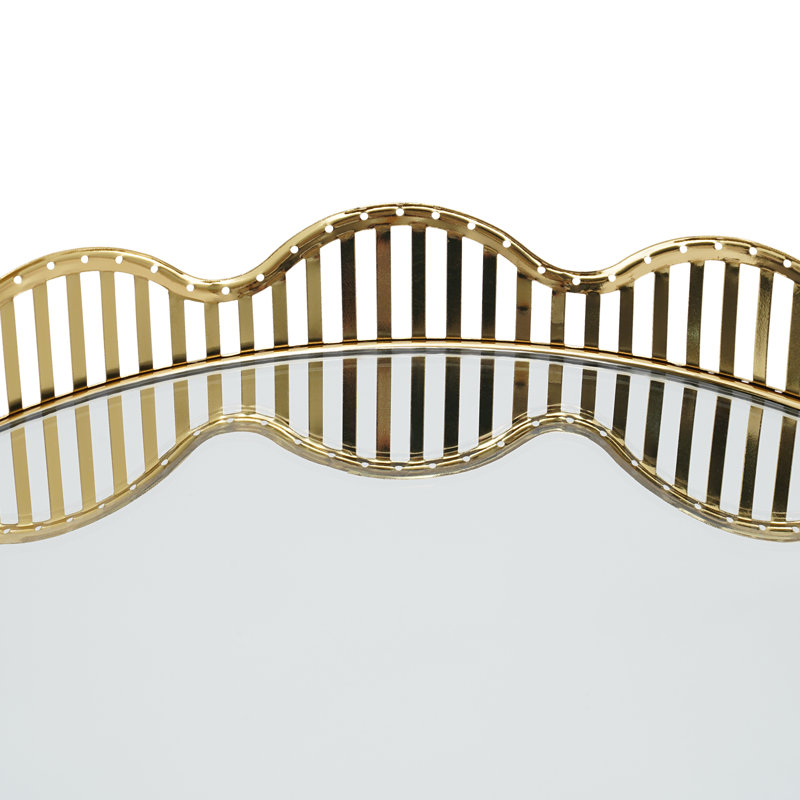 Everly Quinn Janaiyah Round Mirrored Tray Perfume Holder Makeup